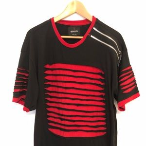 Men’s Red and Black Deconstructed Tee